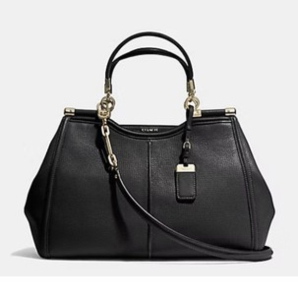 Coach Black Leather Caroline Madison Pinnacle Carrie Satchel - Picture 1 of 3